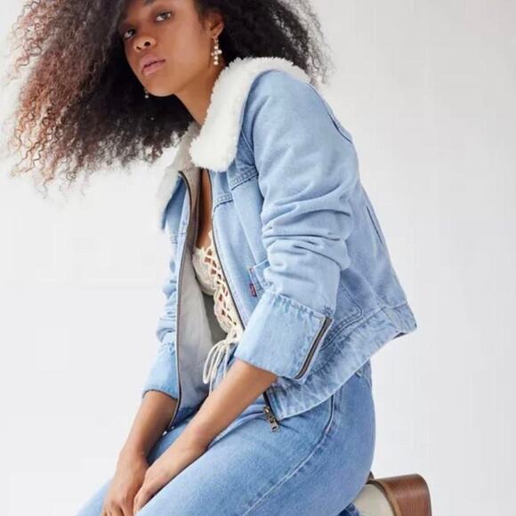 Levi’s Retro sherpa trucker denim jacket large NWT - Picture 5 of 13